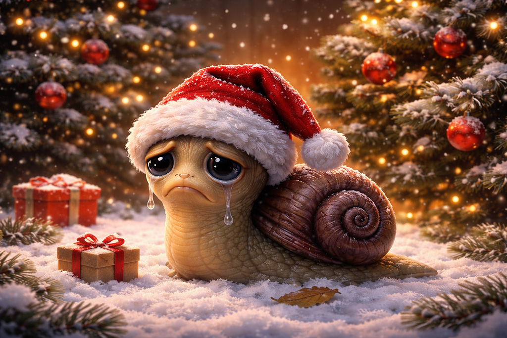 Afbeelding van verdrietige slak.